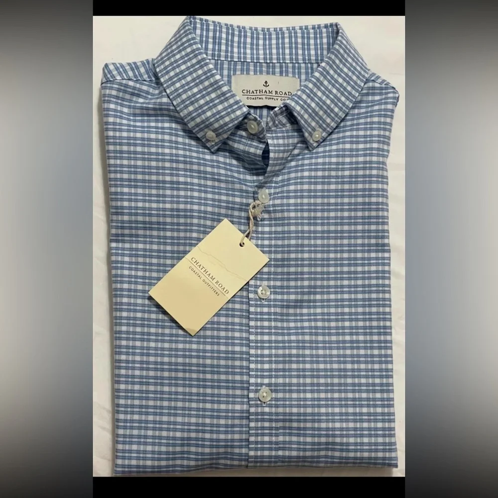Catham Road Collared Shirt NWT Button-Down Checkerboard Long Sleeve MEN'S SMALL - Picture 4 of 14